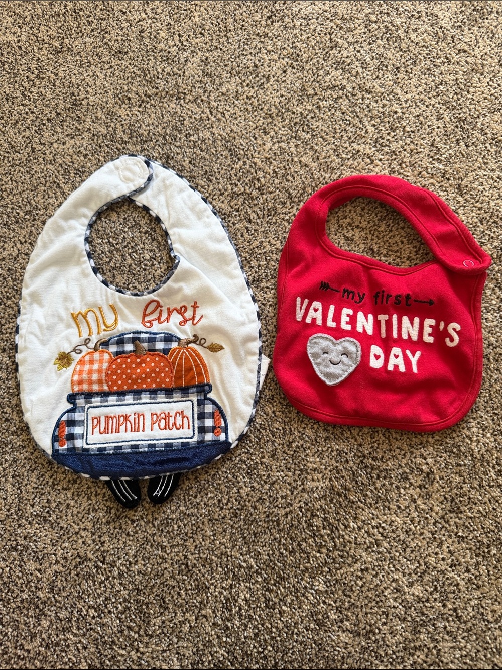 Babies ‘My First’ Pumpkin Patch and Valentine's Day Baby Bib, Set of 2